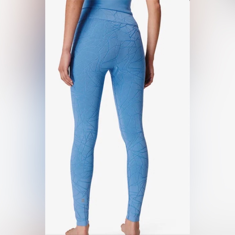 Sweaty Betty Motion Jacquard Texture High Rise 7/8 Leggings Blue Size M NWT